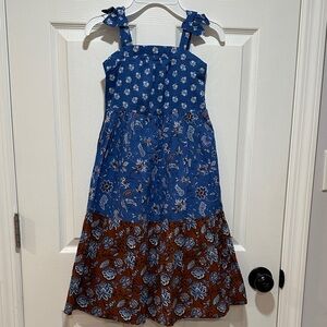 Janie and Jack Blue and Long Brown/ Blue Floral Dress